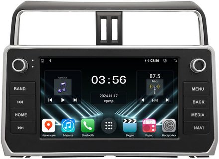 Магнитола для Toyota Land Cruiser Prado 150 2017-2023 (рамка с кнопками и крутилками) - FarCar DX9-7109F2 монитор 9.5" IPS на Android 13, 4+64Гб, CarPlay