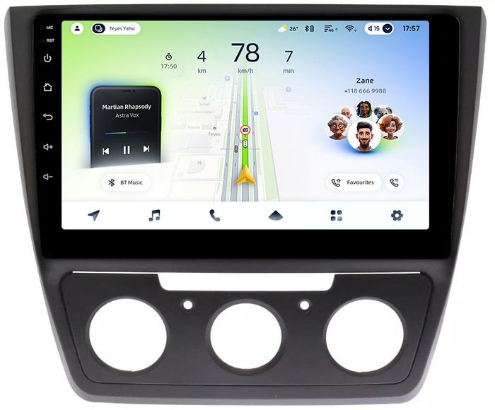 Магнитола для Skoda Yeti 2009-2018 (кондиционер) - Teyes CC4L монитор 10" IPS на Android 14, Snapdragon 662, CarPlay, 4G SIM-слот