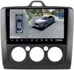 Магнитола для Ford Focus 2 2004-2011 (кондиционер, рамка черная) - Teyes CC3-2K-360 монитор 9.5" 2K QLED на Android 10, Быстрая, CarPlay, 4G SIM-слот, 4 камеры в комплекте