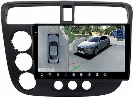 Магнитола для Honda Civic 7 2001-2005 левый руль - FarCar BX9-360-9662L монитор 9.5" 2K QLED на Android 13, 6Гб+128Гб, CarPlay, 4G SIM-слот, 4 камеры в комплекте