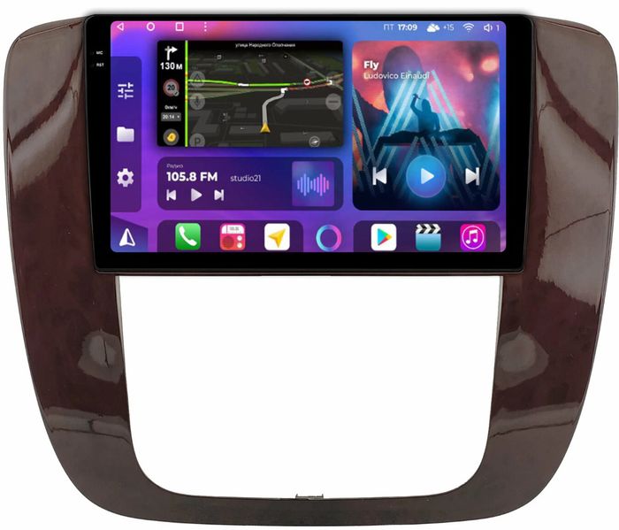 Магнитола для Chevrolet Tahoe 2006-2014 (рамка под дерево) - FarCar BM1174M-2K монитор 9.5" 2K QLED на Android 14, TS10, 4+32Гб, CarPlay, 4G SIM-слот