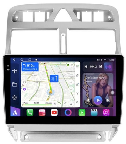 Магнитола для Peugeot 307 2001-2008 - FarCar BM017M монитор 9.5" QLED на Android 14, TS10, 4+32Гб, CarPlay, 4G SIM-слот
