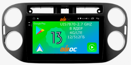 Магнитола для Volkswagen Tiguan 2007-2017 (черный) - Airoc 2K AU-3704B на Android 13, TS20, 12/512Гб, SIM-слот