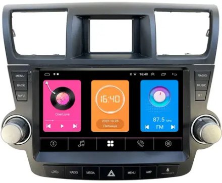 Магнитола для Toyota Highlander 2 2007-2013 XU40 -  GT10-1180 на Android 10, 2ГБ-16ГБ (кнопки + крутилки)
