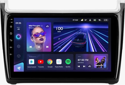 Магнитола для Volkswagen Polo 2009-2020 (рамка черная глянцевая) - Teyes CC3 Android 10, ТОП процессор, 4/32 Гб, CarPlay, SIM-слот