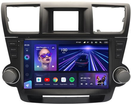 Магнитола для Toyota Highlander 2 XU40 2007-2013 (рамка с крутилками и кнопками) - Teyes CC3L монитор 10" IPS на Android 10, 8-ядер, CarPlay, 4G SIM-слот