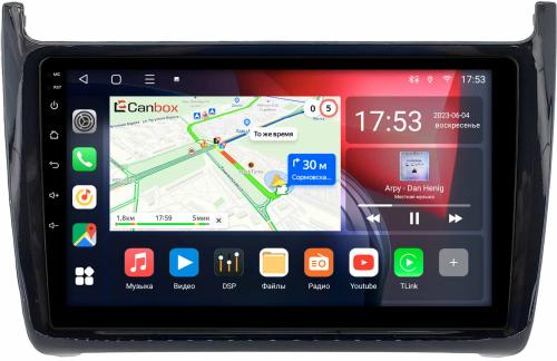 Магнитола для Volkswagen Polo 2009-2020 (рамка черная глянцевая) - CanBox 9-0490 Android 10, 8-ядер, SIM-слот