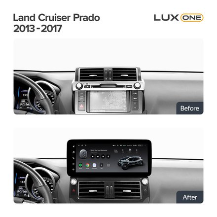 Магнитола для Toyota Land Cruiser Prado 150 2013-2017 (рамка F2) - Teyes LUX ONE 360 монитор 12.3" 2K QLED на Android 10, CarPlay, 4G SIM-слот, 6/128ГБ, 4 камеры в комплекте