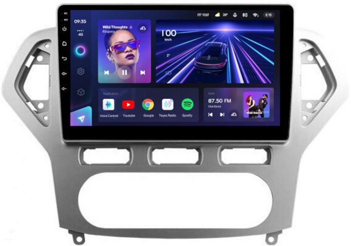 Магнитола для Ford Mondeo 4 2007-2010 (рамка серебро) - Teyes CC3L на Android 10, CarPlay, 4G SIM-слот