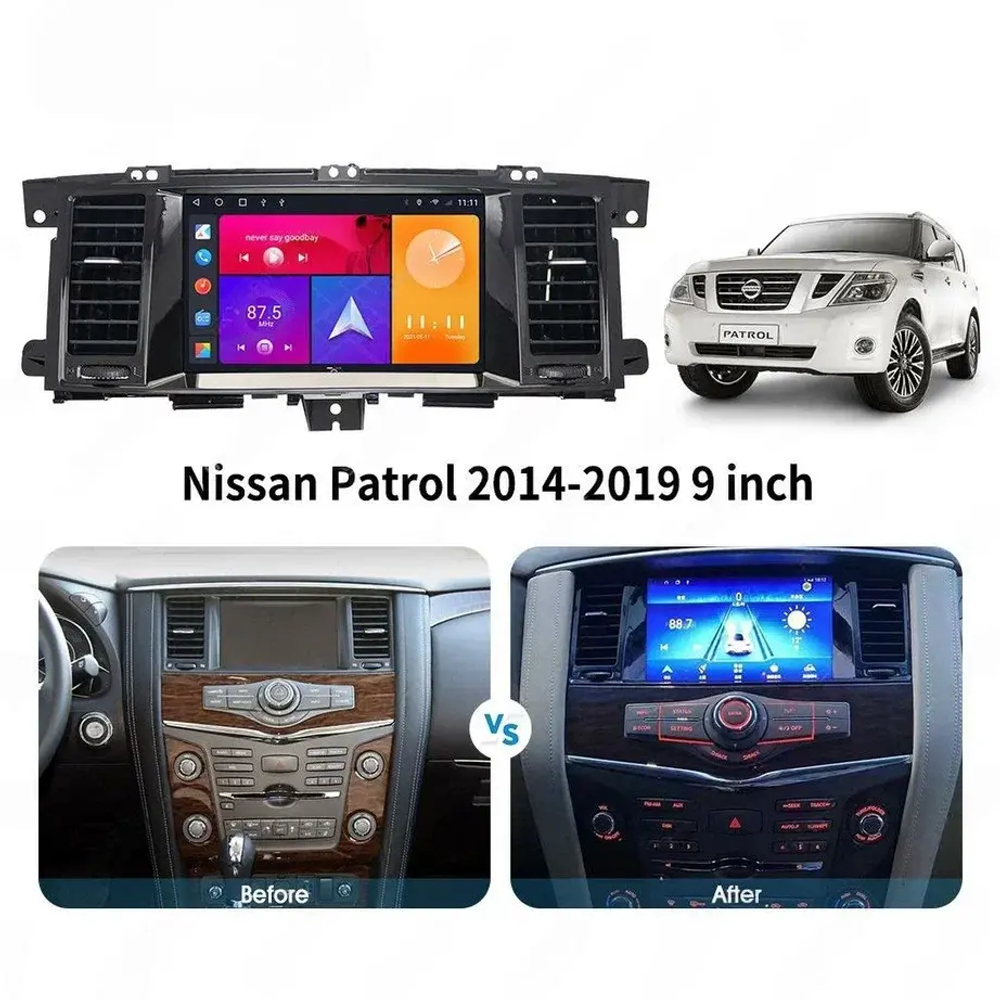 Магнитола для Nissan Patrol Y62, Infiniti QX56/QX80 2010-2019 (поддержка Bose, 360 и мониторов, рамка 9") - Kuberg EW-9222 QLed+2K, Android 12, ТОП процессор, CarPlay, 4G SIM-слот