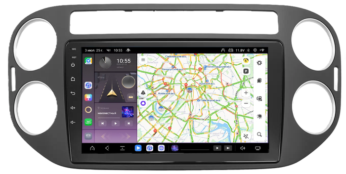 Магнитола для Volkswagen Tiguan 2011-2017 (рамка серая) - Kuberg OL-9908-2 QLed, Android 13, TS20, CarPlay, SIM-слот