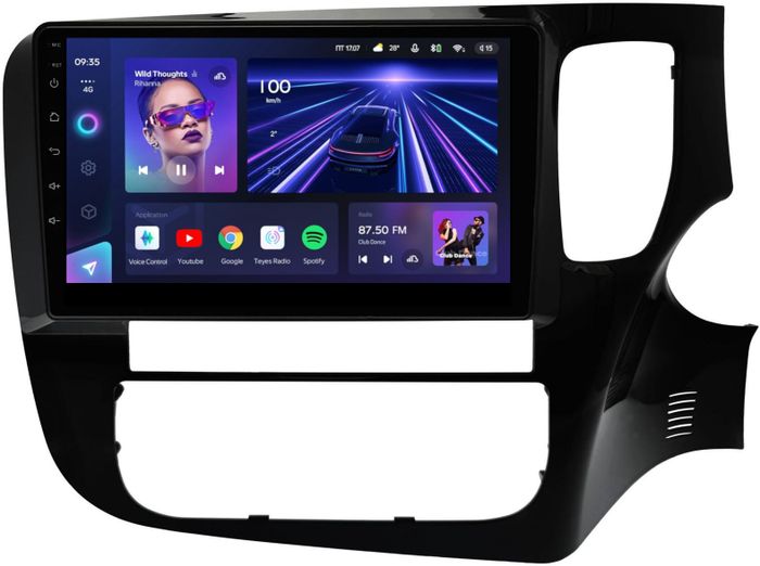 Магнитола для Mitsubishi Outlander 3 2012-2021 (правый руль) - Teyes CC3 монитор 9" QLED на Android 10, ТОП процессор, 4Гб+32Гб, CarPlay, 4G SIM-слот