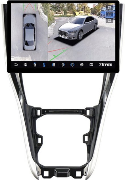 Магнитола для Toyota Harrier 3 XU60 2017-2020 (большая рамка) - Teyes CC3-2K-360 монитор 13" 2K QLED на Android 10, 6Гб+128Гб, CarPlay, 4G SIM-слот, 4 камеры в комплекте