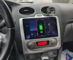 Магнитола для Ford Focus 2 2004-2011 (климат, рамка серебро) - Teyes CC3-2K монитор 9.5" 2K QLED на Android 10, Быстрая, CarPlay, 4G SIM-слот
