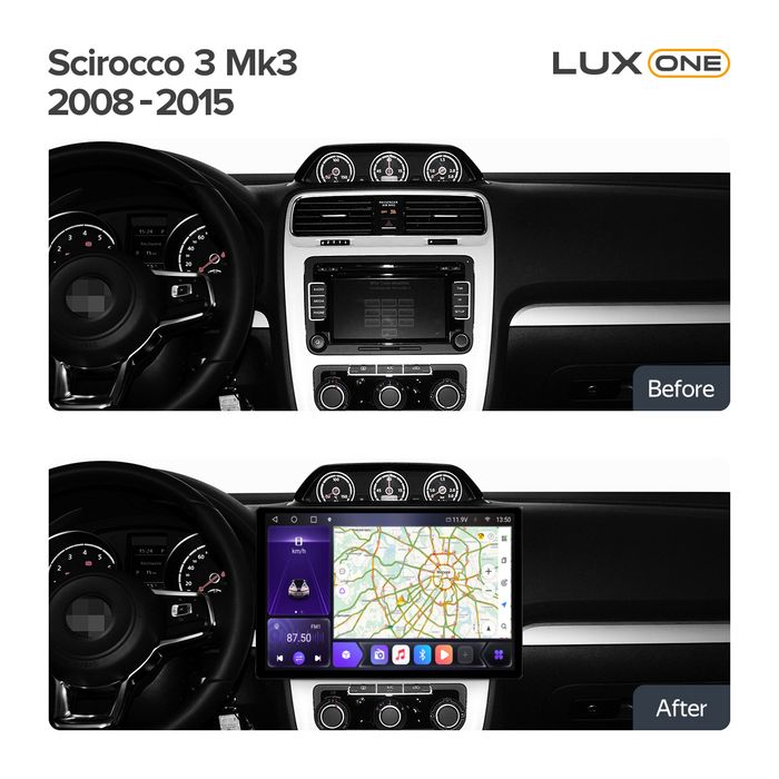 Магнитола для VolksWagen T5, T6, Tiguan, Passat, Polo, Jetta, Golf, Amarok и др. - Kuberg MKD монитор 13" QLED+2K на Android 12, ТОП процессор, 4G SIM-слот, CarPlay, 4+64ГБ