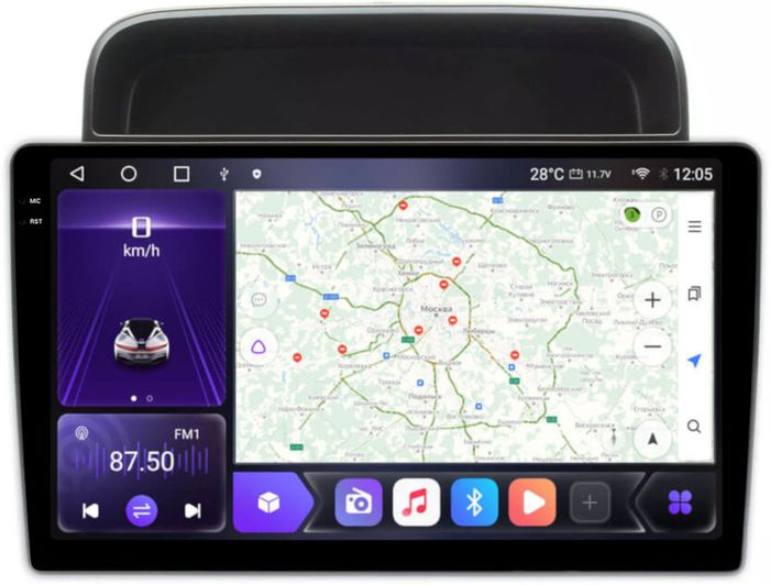 Магнитола для Toyota Land Cruiser 100, Lexus LX470 1998-2002 (климат на ШГУ) - Kuberg SF-1698-3 QLed+2K, Android 12, Быстрая, CarPlay, 4G SIM-слот