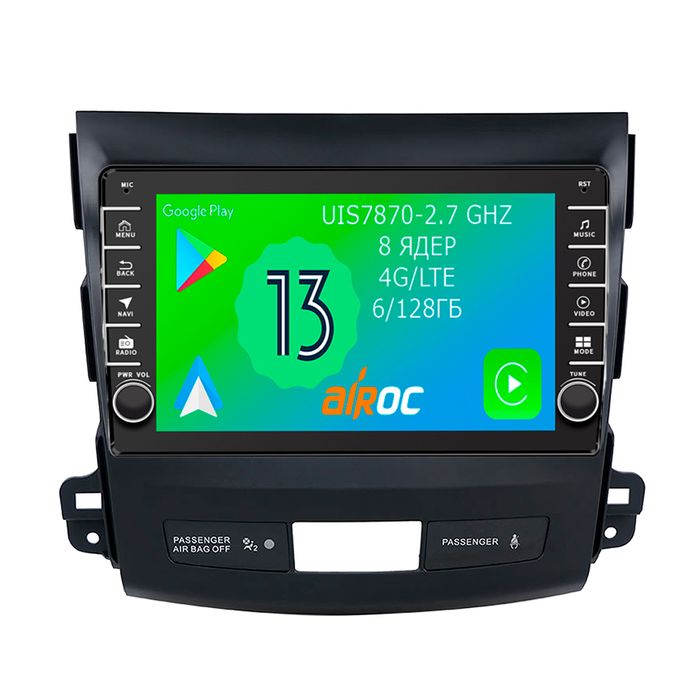 Магнитола для Mitsubishi Outlander XL, Peugeot 4007, Citroen C-Crosser - Airoc AB-2606 (кнопки и крутилки), Android 13, Быстрая, SIM-слот, CarPlay