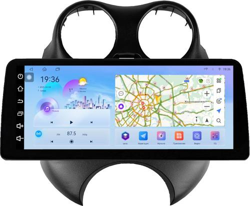 Магнитола для Nissan March K13 2010-2013 - FarCar монитор 12.3" 2K QLED на Android 14, Быстрая, CarPlay, 4G SIM-слот