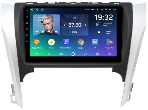 Магнитола для Toyota Camry 50 2011-2014 (рамка серебристо-черная 9) - Teyes CC2 PLUS Android 10, ТОП процессор, 4-64, SIM-слот
