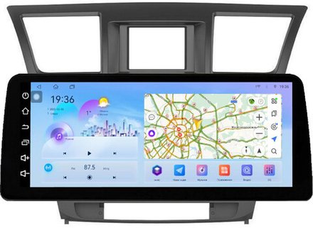 Магнитола для Toyota Highlander 2 XU40 2007-2013 (крутилки декоративные) - FarCar монитор 12.3" 2K QLED на Android 14, TS10, CarPlay, 4G SIM-слот