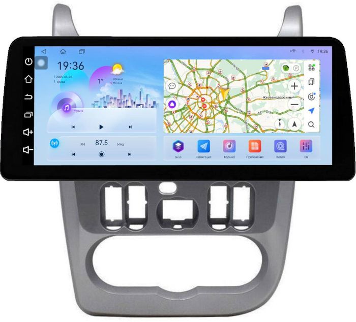 Магнитола для Renault Logan 1 2009-2014, Sandero 1 2010-2014 - FarCar монитор 12.3" 2K QLED на Android 14, Быстрая, CarPlay, 4G SIM-слот