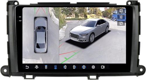 Магнитола для Toyota Sienna 3 2010-2014 - FarCar BX3006M-360 монитор 9.5" 2K QLED на Android 13, 6Гб+128Гб, CarPlay, 4G SIM-слот, 4 камеры в комплекте