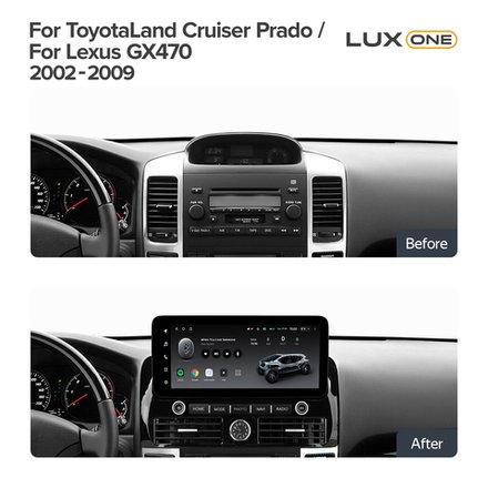 Магнитола для Toyota Land Cruiser Prado 120 без JBL - Teyes LUX ONE 360 монитор 12.3" на Android 10, CarPlay, 4G SIM-слот, 6/128ГБ, 4 камеры в комплекте