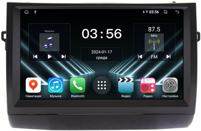 Магнитола для Toyota Prius 20 2003-2011 (вниз, авто без JBL) - FarCar S280 монитор 9.5" IPS на Android 13, CarPlay