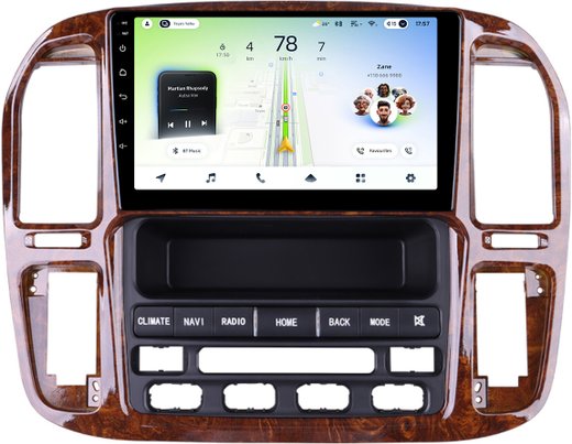 Магнитола для Toyota Land Cruiser 100, Lexus LX470 1998-2002 (климат на ШГУ, рамка дерево) - Teyes CC4L монитор 9" IPS на Android 14, Snapdragon 662, CarPlay, 4G SIM-слот
