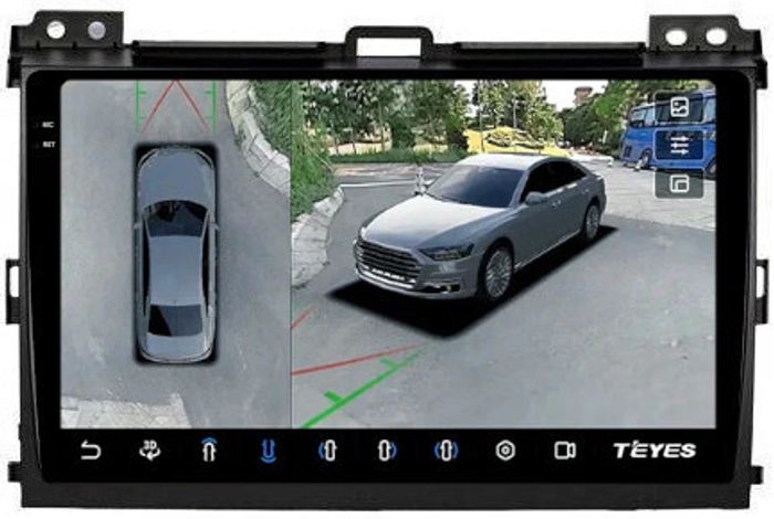 Магнитола для Toyota Land Cruiser Prado 120, Lexus GX470 (экран климата внизу) - Teyes CC3-2K-360 на Android 10, 2K QLED, 6Гб+128Гб, CarPlay, 4G SIM-слот, 4 камеры в комплекте
