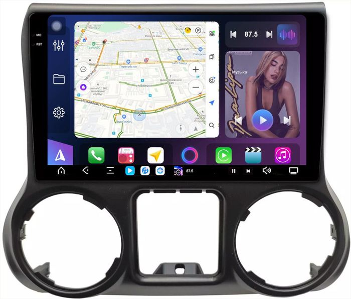 Магнитола для Jeep Wrangler 3 2014-2018 - FarCar XXL10-9566 монитор 10.36" 2K QLED на Android 14, TS20, 8+256Гб, CarPlay, 4G SIM-слот