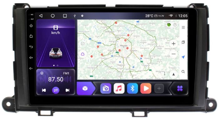 Магнитола для Toyota Sienna 3 2010-2014 - Kuberg OL-9695 QLed, Android 12, TS10, CarPlay, 4G SIM-слот