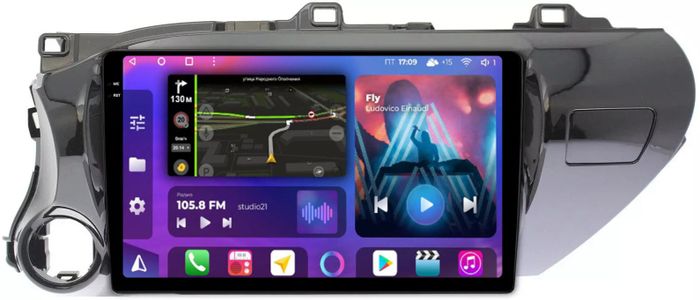 Магнитола для Toyota Hilux 8 2015-2023+ - FarCar BM588/1077M монитор 10.36" QLED на Android 14, TS10, 4+32Гб, CarPlay, 4G SIM-слот