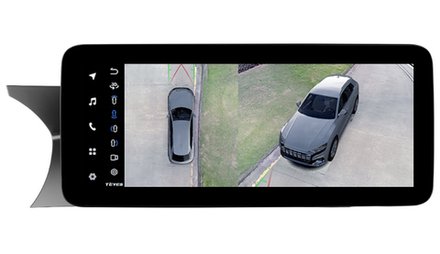 Магнитола для Mercedes-Benz C-класс W204 2011-2014 NTG 4.5/4.7 (рамка 9) - Teyes LUX ONE 360 монитор 12.3" 2K QLED на Android 10, 6Гб+128Гб, CarPlay, 4G SIM-слот, 4 камеры в комплекте