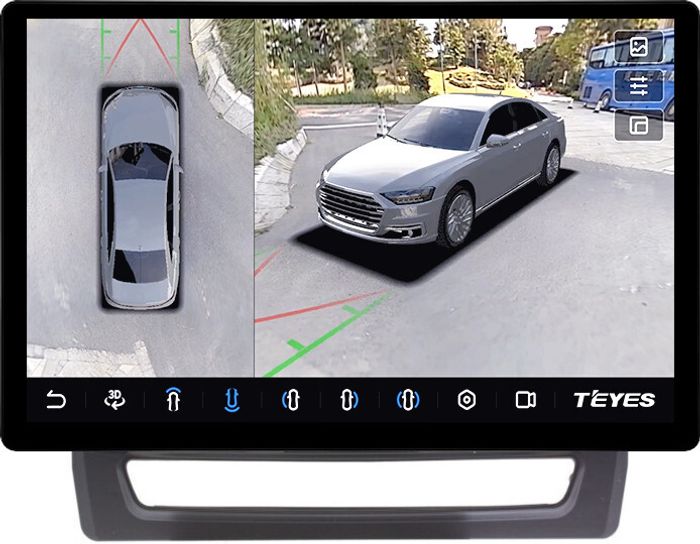 Магнитола для Mitsubishi ASX 2020+ (ШГУ 8", рамка тип 1) - Teyes CC3-2K-360 монитор 13" 2K QLED на Android 10, 6Гб+128Гб, CarPlay, 4G SIM-слот, 4 камеры в комплекте