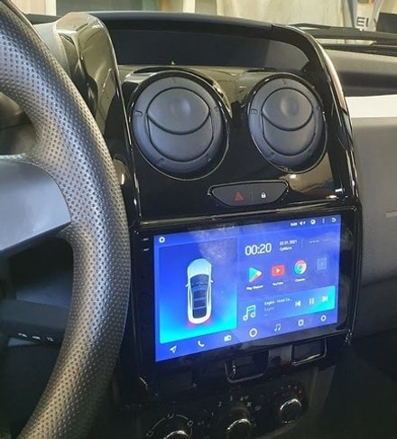 Магнитола для Renault Duster 1 2015-2020, Lada Largus 2021+ (без мультируля, рамка большая глянец) - FarCar GX9-7088A монитор 9.5" 2K QLED на Android 14, TS20, 6+128Гб, CarPlay, 4G SIM-слот