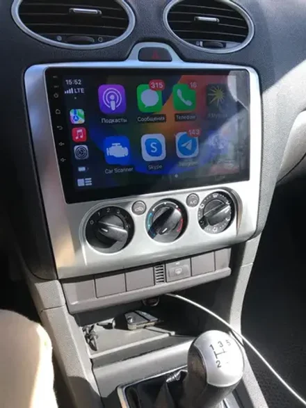 Магнитола для Ford Focus 2 2004-2011 (кондиционер) - FarCar 003M монитор 9.5" QLED на Android 14, TS18, CarPlay, 4G SIM-слот