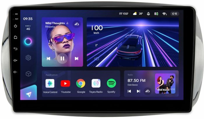 Магнитола для Mercedes-Benz Smart ForTwo/ForFour W453 2014-2023 - Teyes CC3 Android 10, ТОП процессор, 4/32 Гб, CarPlay, SIM-слот