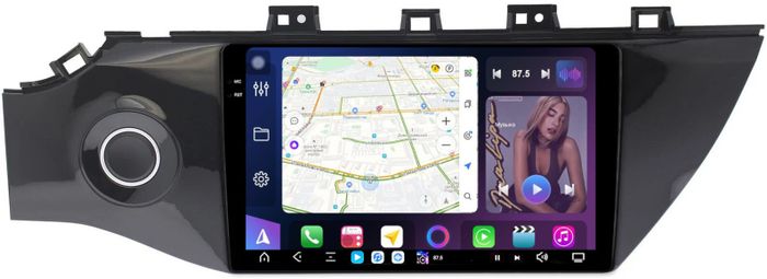 Магнитола для KIA Rio 4, Rio X-Line 2017-2020 (рамка с кнопкой) - FarCar GX1160M монитор 9.5" 2K QLED на Android 14, TS20, 6+128Гб, CarPlay, 4G SIM-слот