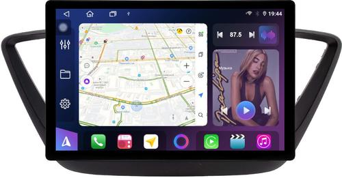 Магнитола для Hyundai Solaris 2 2017-2022 / Solaris HS (без штатной КЗВ, рамка черная матовая) - FarCar BX877 монитор 13" 2K QLED на Android 13, Быстрая, CarPlay, 4G SIM-слот