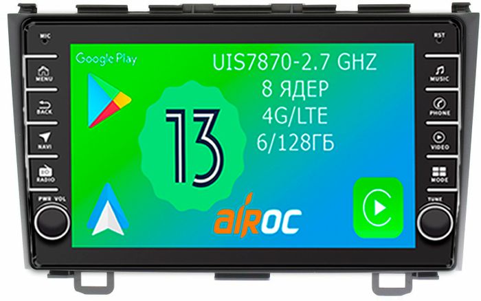 Магнитола для Honda CR-V 3 2006-2012 - Airoc AB-1903 (кнопки и крутилки), Android 13, Быстрая, SIM-слот, CarPlay