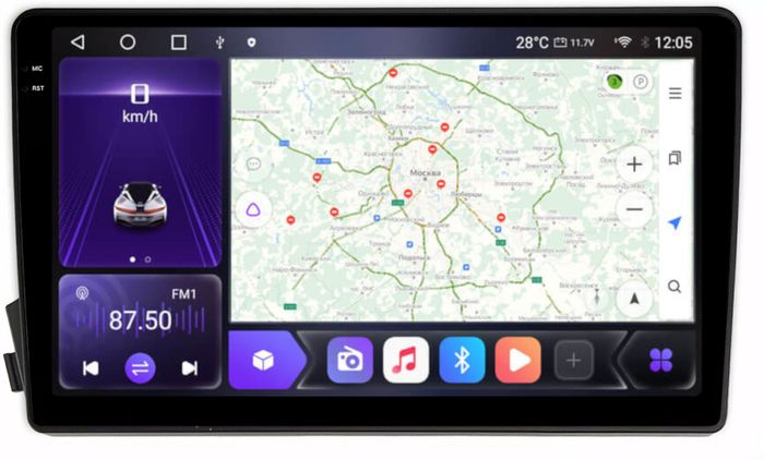 Магнитола для SsangYong Actyon 2005-2010, Kyron, Actyon Sports 2006-2016 - Kuberg OL-9303 QLed+2K, Android 12, Быстрая, CarPlay, 4G SIM-слот