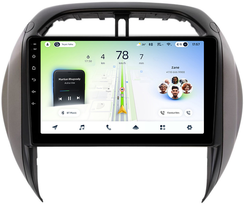 Магнитола для Toyota RAV4 2 2003-2005 - Teyes CC4L монитор 9" IPS на Android 14, Snapdragon 662, CarPlay, 4G SIM-слот