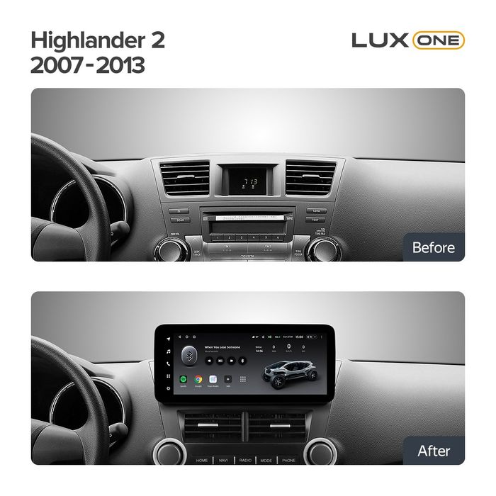 Магнитола для Toyota Highlander 2 XU40 2007-2013 (поддержка JBL, рамка LUX) - Teyes LUX ONE 360 монитор 12.3" 2K QLED на Android 10, 6/128Гб, CarPlay, 4G SIM-слот, 4 камеры в комплекте