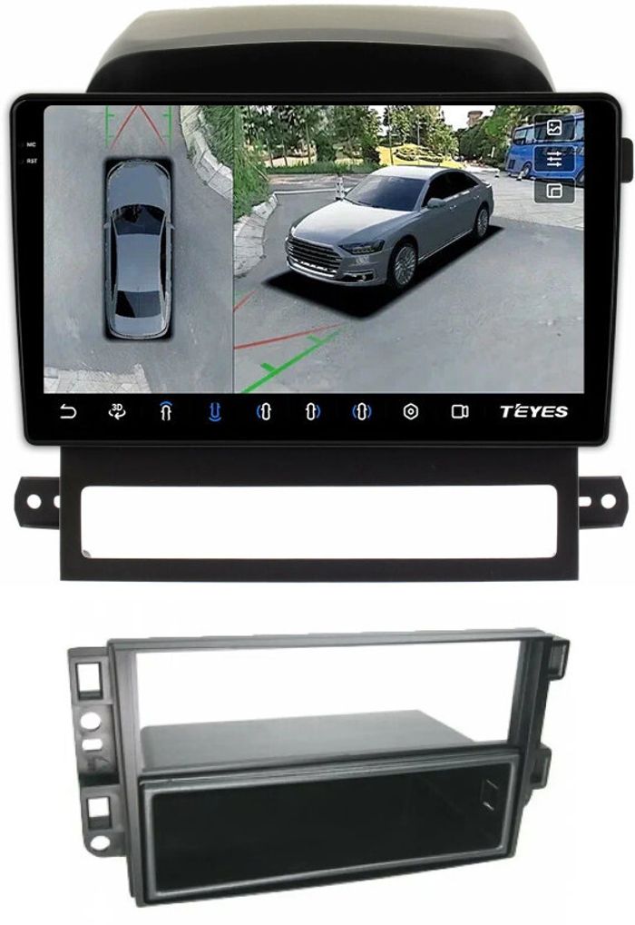 Магнитола для Chevrolet Captiva 2006-2011 (перенос БК вниз) - Teyes CC3-2K-360 на Android 10, 2K QLED, 6Гб+128Гб, CarPlay, 4G SIM-слот, 4 камеры в комплекте