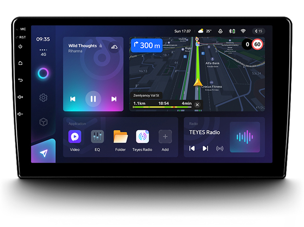 Магнитола для Toyota (внутрь отсека 230х130мм штатной рамки) - Teyes CC3 Android 10, ТОП процессор, 4/32 Гб, CarPlay, SIM-слот
