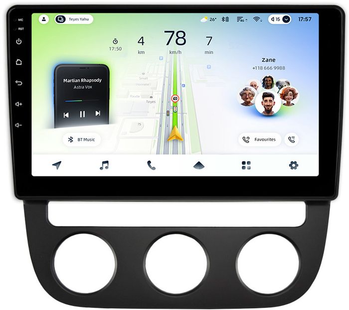 Магнитола для Volkswagen Jetta 5 2005-2010 (климат 1) - Teyes CC4L монитор 10" IPS на Android 14, Быстрая, Snapdragon 662, CarPlay, 4G SIM-слот