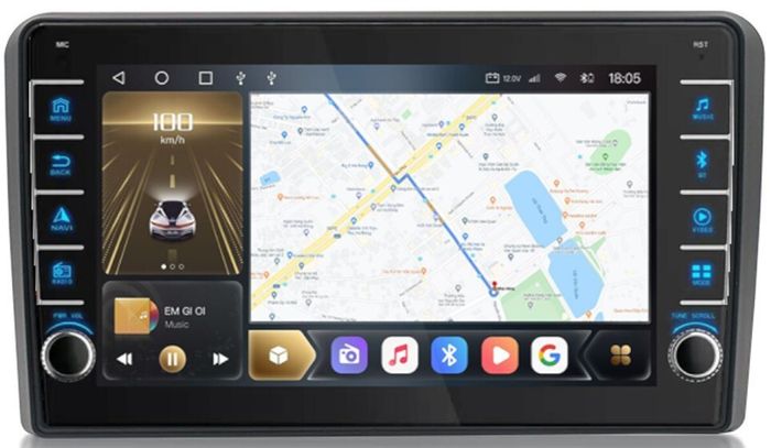 Магнитола для AUDI A3 2003-2012 - Kuberg OL-9968 (кнопки и крутилки), Android 12, Быстрая, CarPlay, 4G SIM-слот