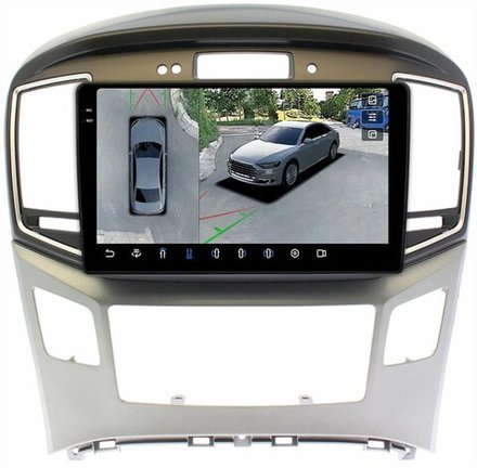 Магнитола для Hyundai H1, Grand Starex 2015-2022 (ШГУ монохром, авто с часами) - FarCar BX9-360-7000F3 монитор 9.5" 2K QLED на Android 13, 6Гб+128Гб, CarPlay, 4G SIM-слот, 4 камеры в комплекте