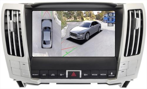 Магнитола для Toyota Harrier XU30 2003-2013, Lexus RX 2003-2009 (ШГУ цветной, рамка наверх тип 2) - Teyes CC3-2K-360 монитор 9.5" 2K QLED на Android 10, 6Гб+128Гб, CarPlay, 4G SIM-слот, 4 камеры в комплекте